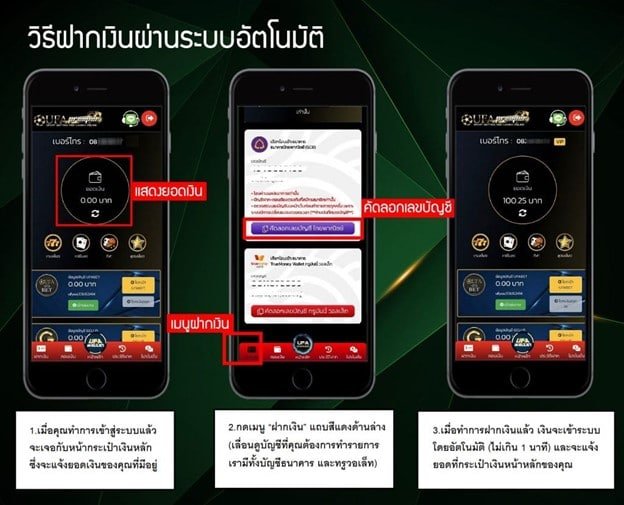 วิธีฝากเงินผ่านระบบอัตโนมัติ ufabet1688